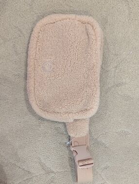 Pink Victoria Secret Plush Sherpa Crossbody Pouch in Soft Nude